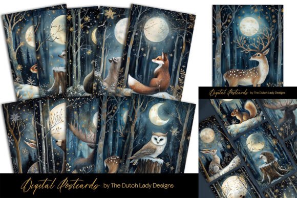 Download Frosty Forest Animals Postcard Set - Forest animals Collection