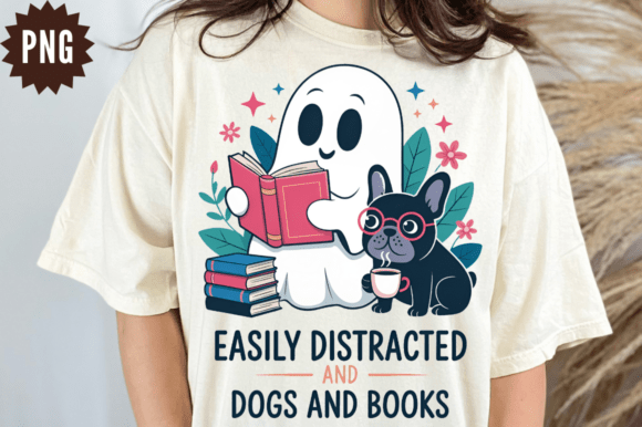 Download Dogs and Books Lover Ghost PNG Design - Design Collection