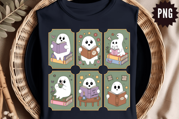 Download Cute Ghost Book Lover PNG Design - Design Collection
