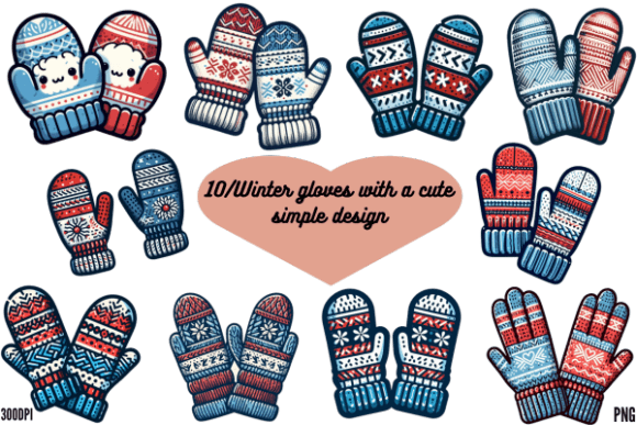 Download Winter Gloves with a Cute Simple Design - Design Collection