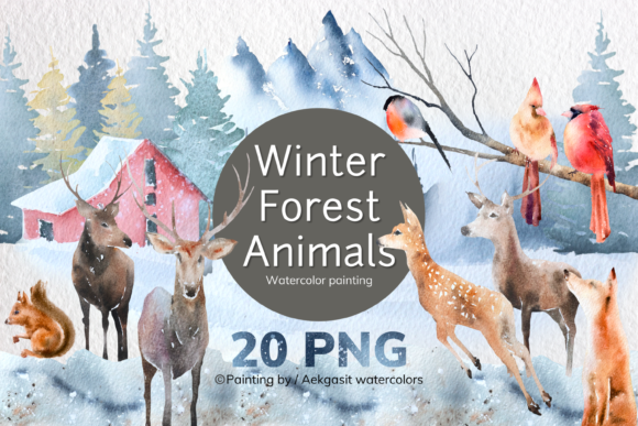 Download Watercolor Winter Forest Animals PNG - Forest animals Collection