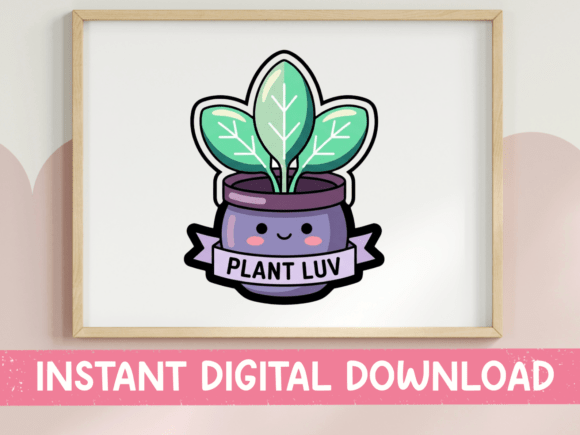 Download Plant Luv Kawaii Potted Plant Design - Design Collection