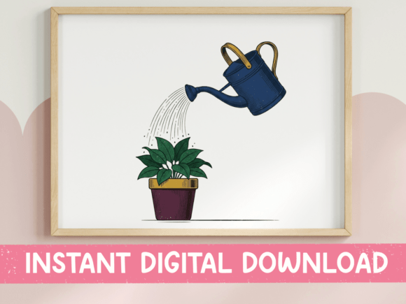 Download Watering Can and Potted Plant Design - Design Collection