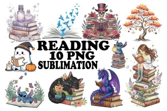 Download Reading Sublimation Design Bundle - Design Collection