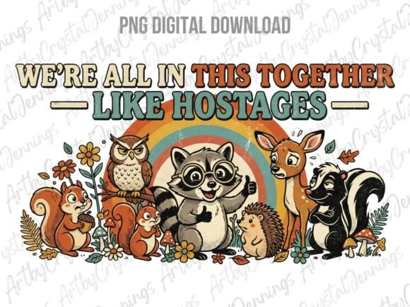 Download Retro Funny Hostages Forest Animals PNG - Forest animals Collection