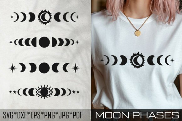 Download Moon Phases SVG, Boho Celestial Design - Design Collection