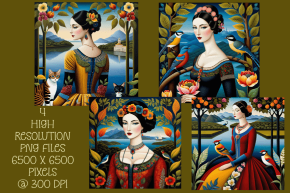 Download Women Folklore Portraits Set of 4 - Premium Bundle